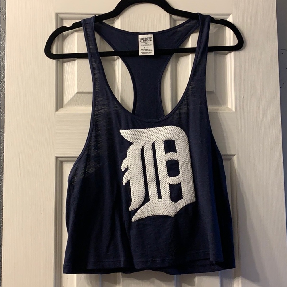 Detroit Tigers Baseball Sequined Racerback crop